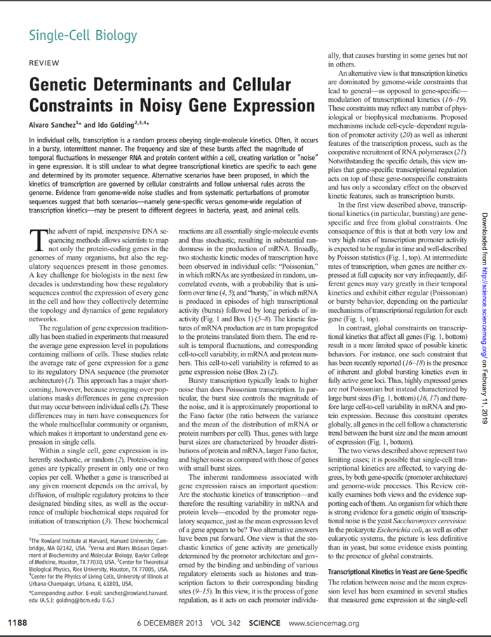 Sanchez & Golding, Science 2013 [PDF]